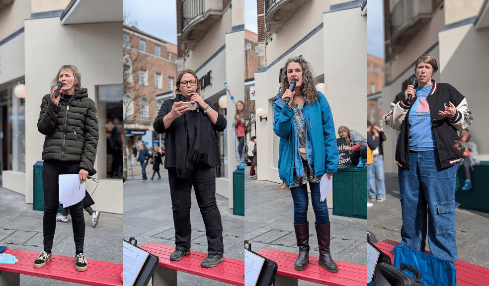 Guest speakers at the Exeter rally against the children's wellbeing and schools bill